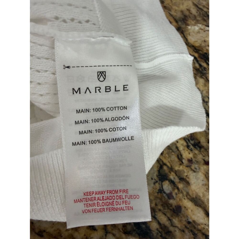Marble Fashions Scotland White Textured Cotton Collared Knit Sweater Pullover L - Picture 7 of 10
